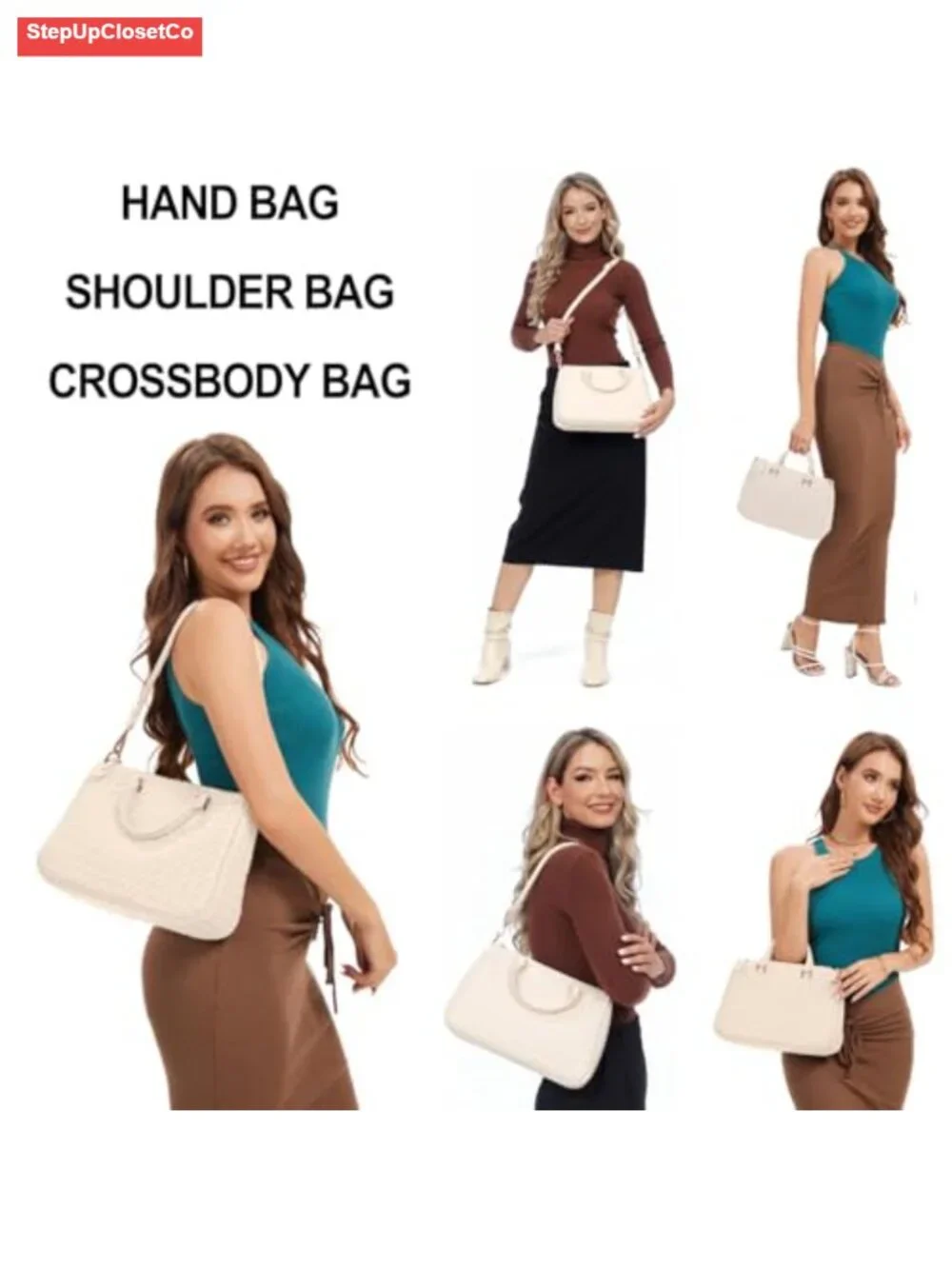 Woven Vegan Leather Tote Bag Women Crossbody Handbag Convertible Hobo